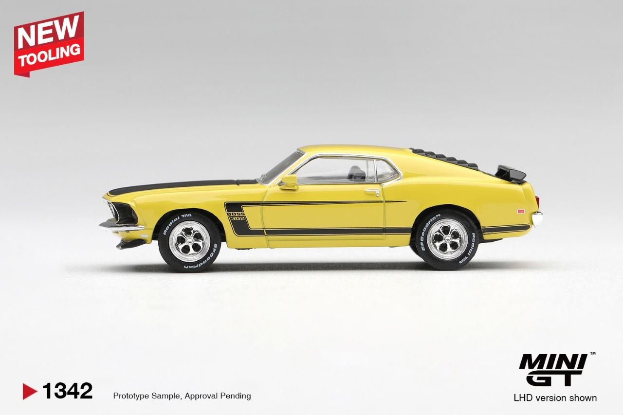 Mini GT 1:64 Ford Mustang Boss 302 1969 Bright Yellow (LHD) #1342