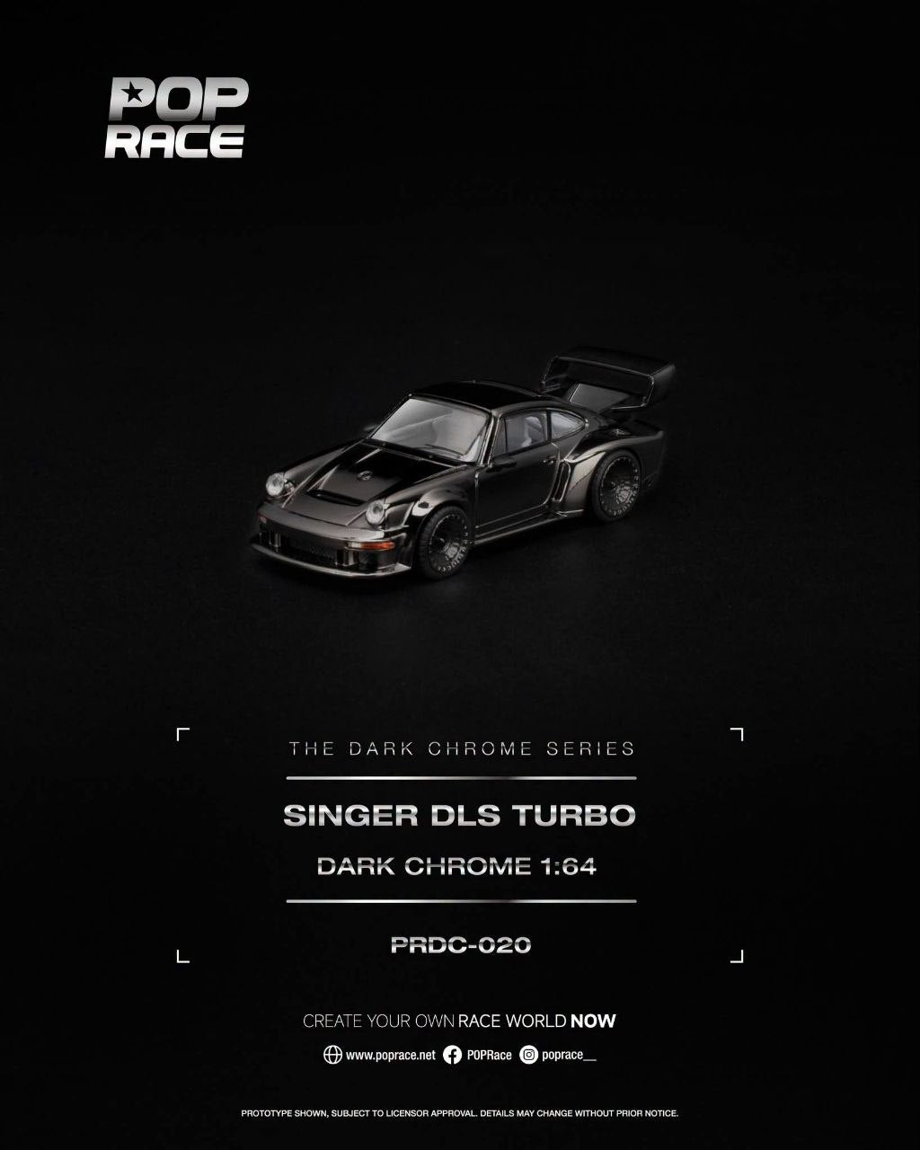Pop Race 1:64 Singer DLS Turbo Dark Chrome PRDC020