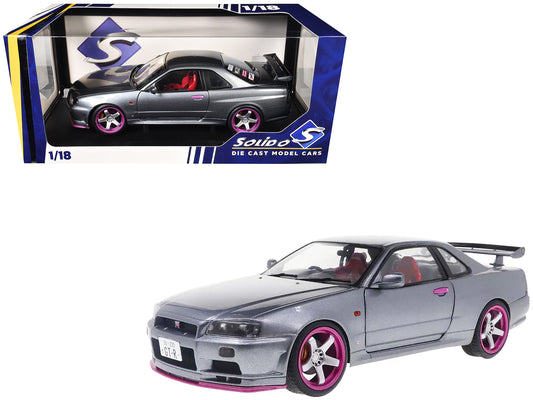 Solido 1:18 1999 Nissan Skyline GT-R (R34) Silver/Purple Metallic