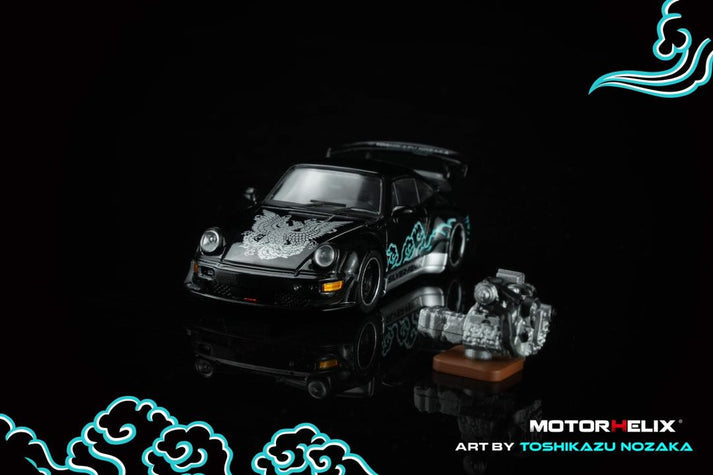 MotorHelix 1:64 RWB 964 *SILVER-FENIX* Art By Toshikazu Nozaka - Black