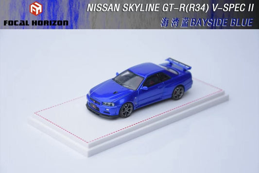 Focal Horizon 1:64 Diecast Nissan Skyline GT-R R34 V-SPEC-II Bayside Blue