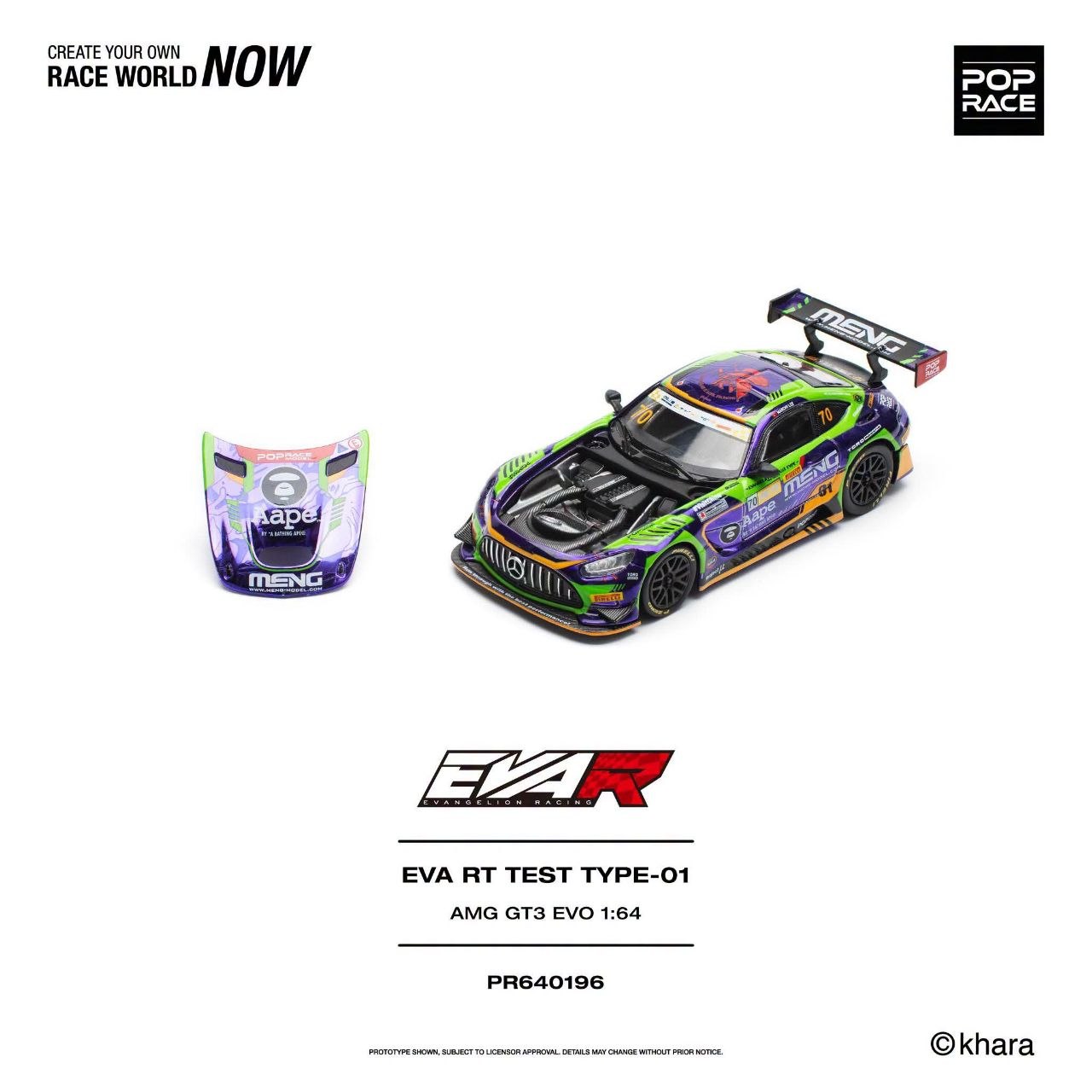 Pop Race 1:64 EVA RT TEST TYPE 01 AMG GT3 EVO MACAU GP 2023 #0196