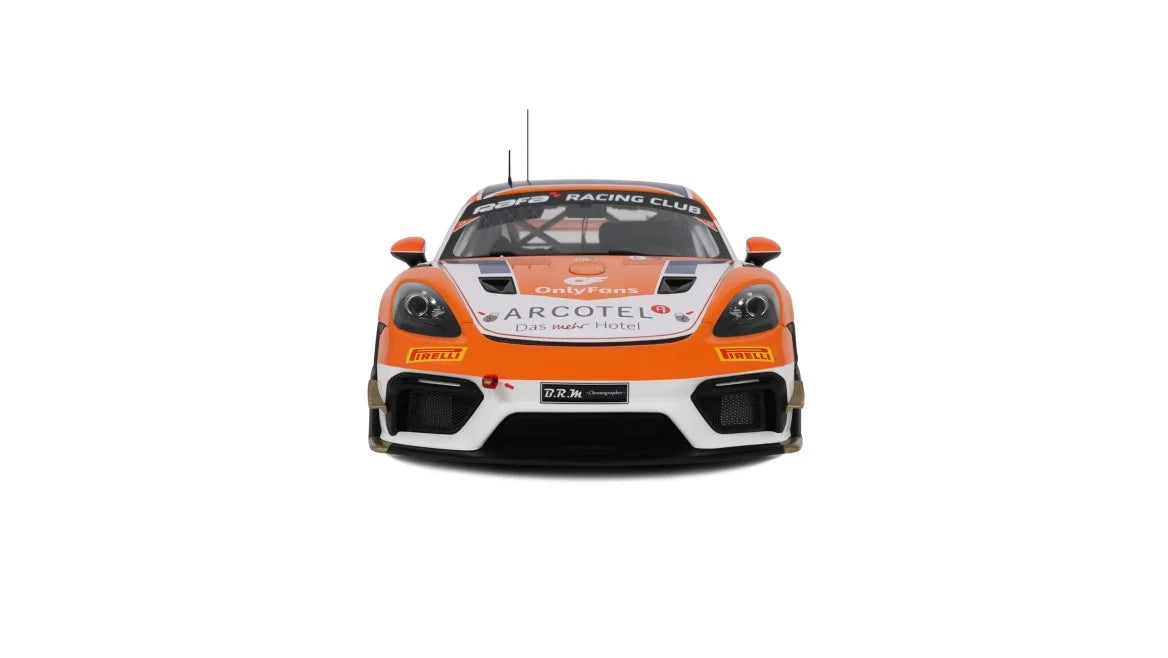 Ottomobile 1:18 2024 Porsche 718 Cayman GT4 RS Clubsport #92 E.Hayerdahl/N.Maloy GT4 European Series *Resin Series* Orange/White OT1235