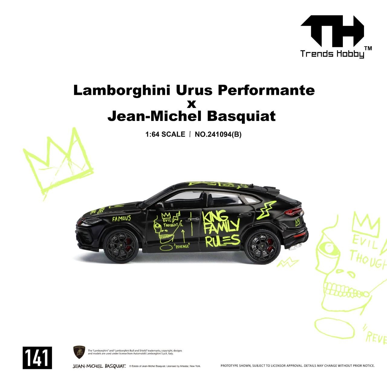 Trends Hobby 1:64 Lamborghini Urus Performance x Jean-Michel Basquiat Black/Green