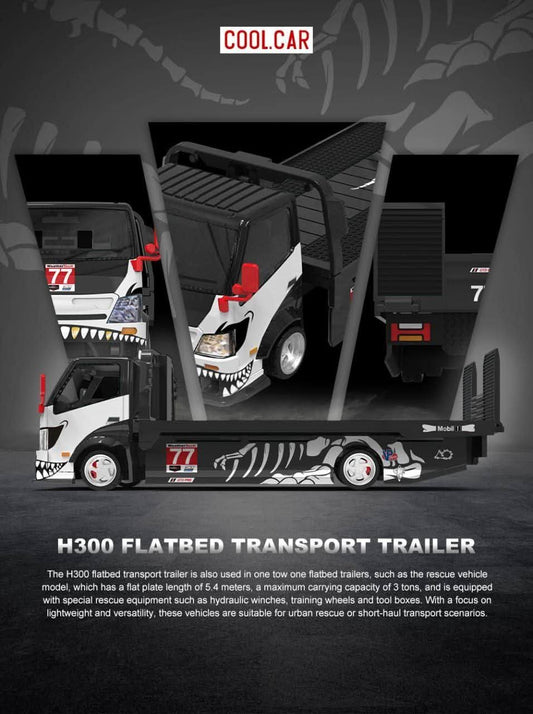 Cool Car 1:64 H300 Flatbed Transport Trailer Skeleton Rexy #77 Alloy Diecast
