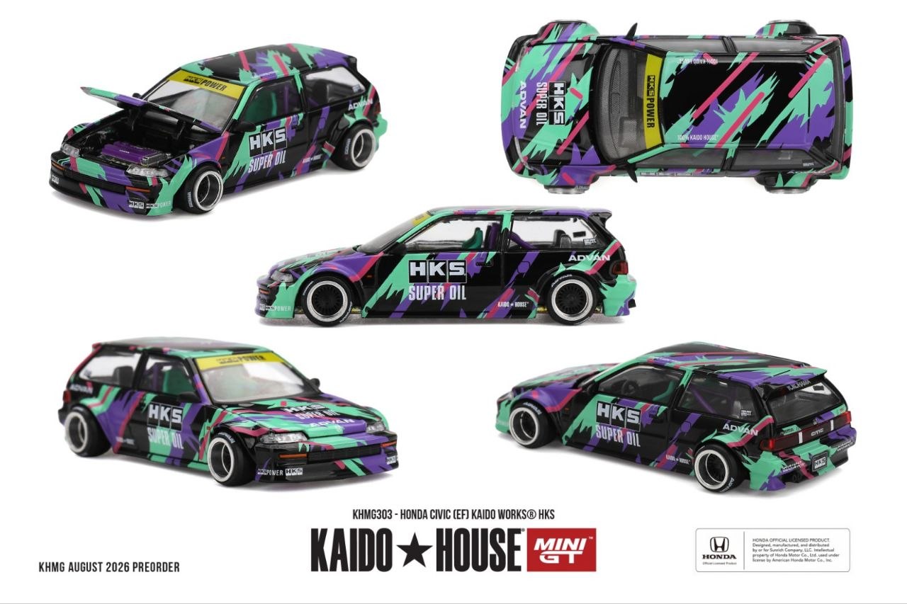 Mini GT x Kaido House 1:64 Honda Civic (EF) Kaido Works HKS #303