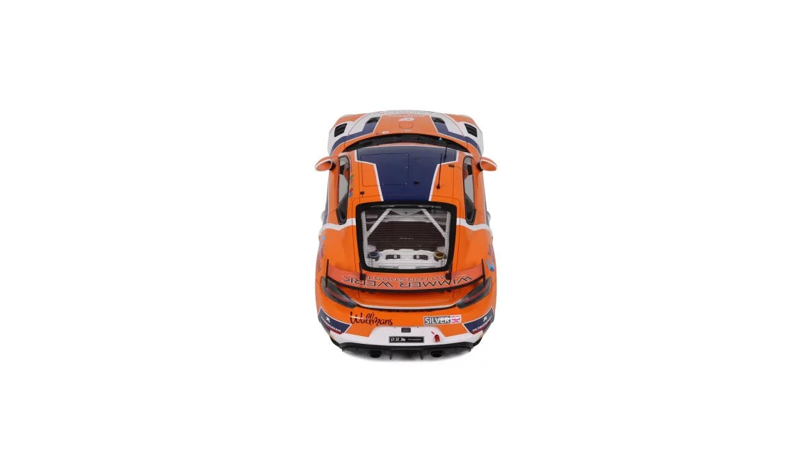 Ottomobile 1:18 2024 Porsche 718 Cayman GT4 RS Clubsport #92 E.Hayerdahl/N.Maloy GT4 European Series *Resin Series* Orange/White OT1235