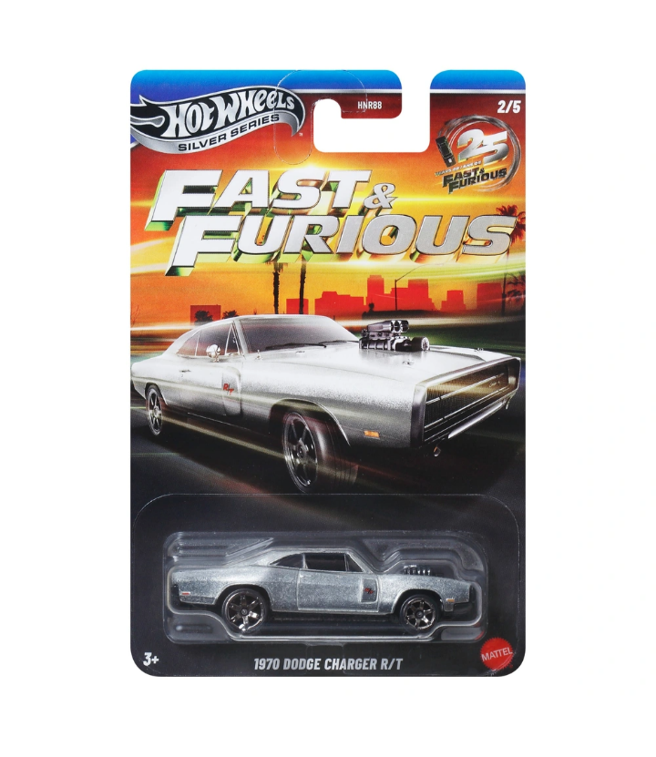Hot Wheels 1:64 Silver Series 1993 1970 Dodge Charger R/T Fast & Furious Silver Bodies 2/5