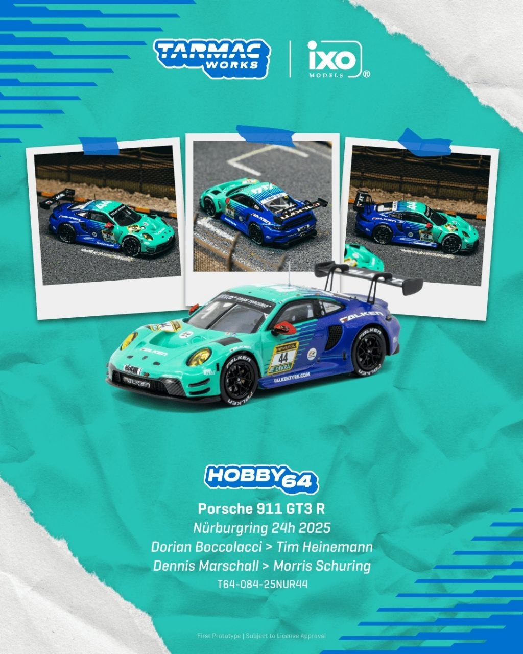 Tarmac Works 1:64 Porsche 911 GT3 R Nürburgring 24h 2025 Dorian Boccolacci/Tim Heinemann/Dennis Marschall/Morris Schuring