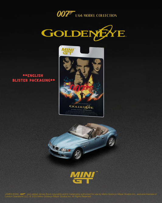 Mini GT 1:64 BMW Z3 “GoldenEye” #914 English Blister Packaging