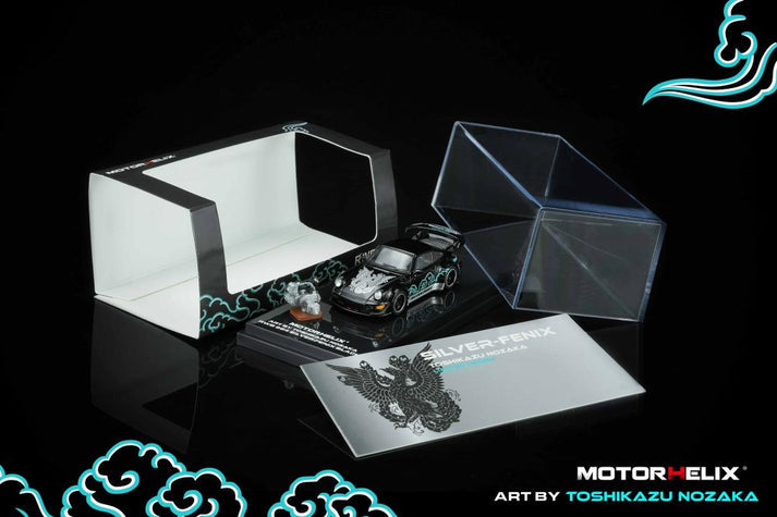 MotorHelix 1:64 RWB 964 *SILVER-FENIX* Art By Toshikazu Nozaka - Black