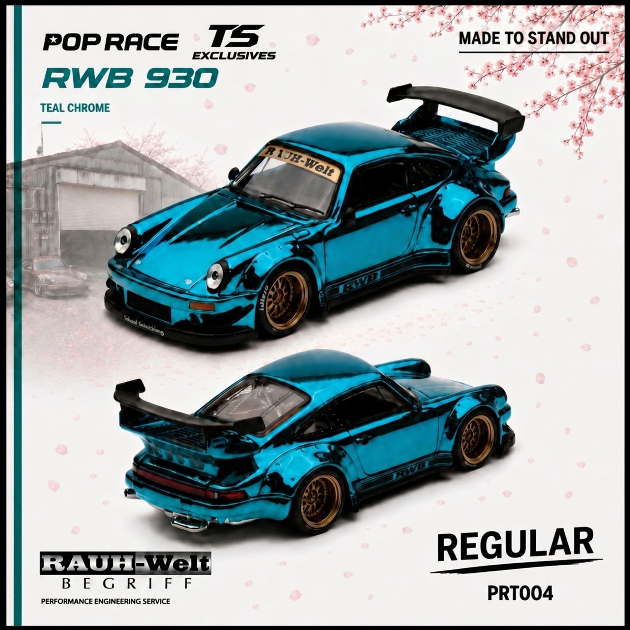 Pop Race x TS Exclusives 1:64 RWB 930 Teal Chrome