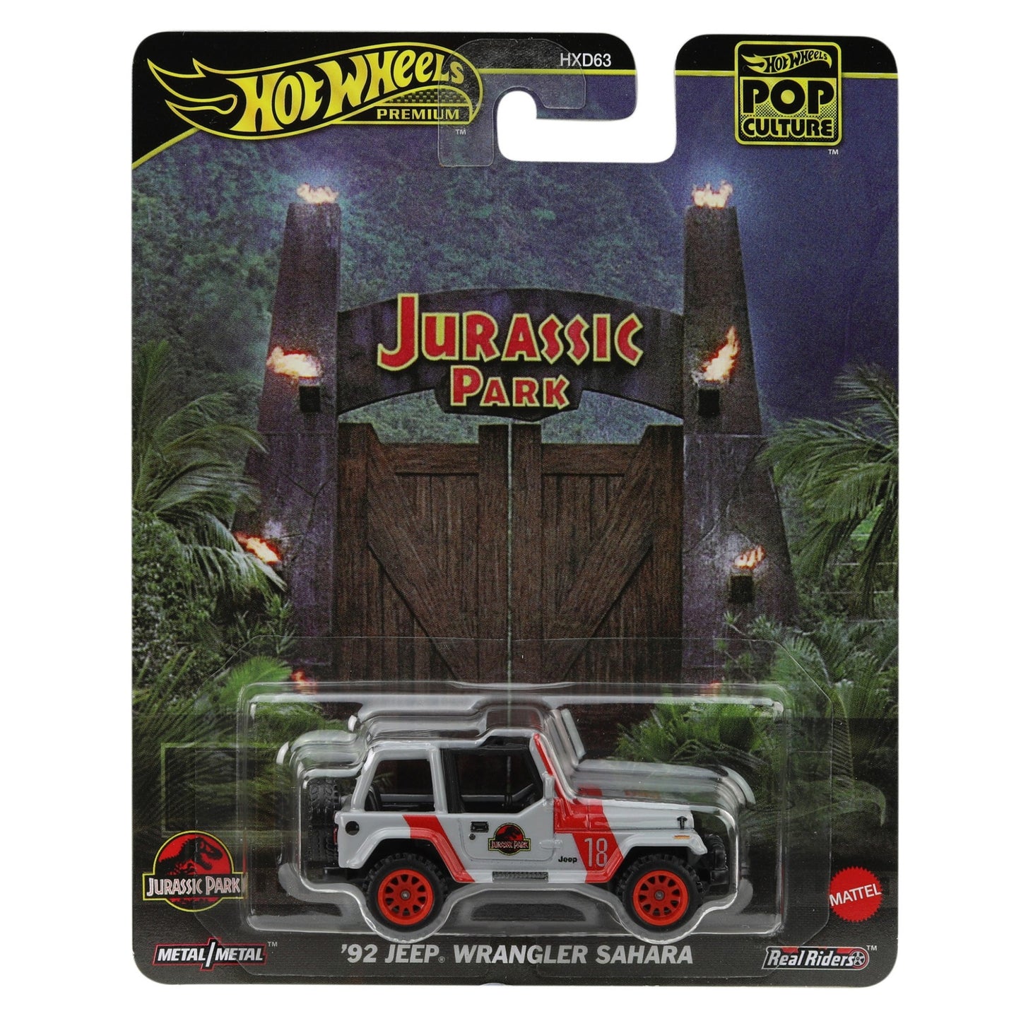 Hot Wheels 2025 '92 Jeep Wrangler Sahara Jurassic Park Pop Culture