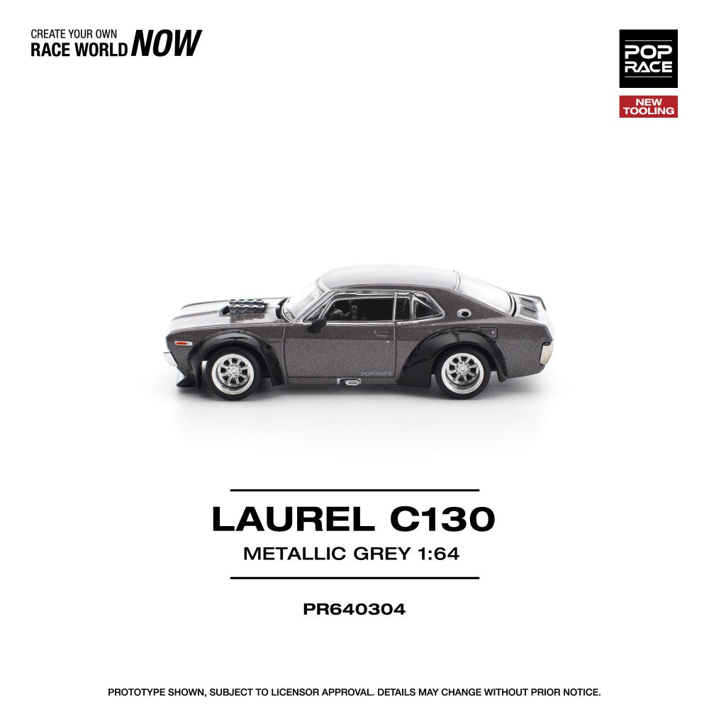 Pop Race 1:64 Laurel C130 Metallic Grey *NEW TOOLING* PR640304
