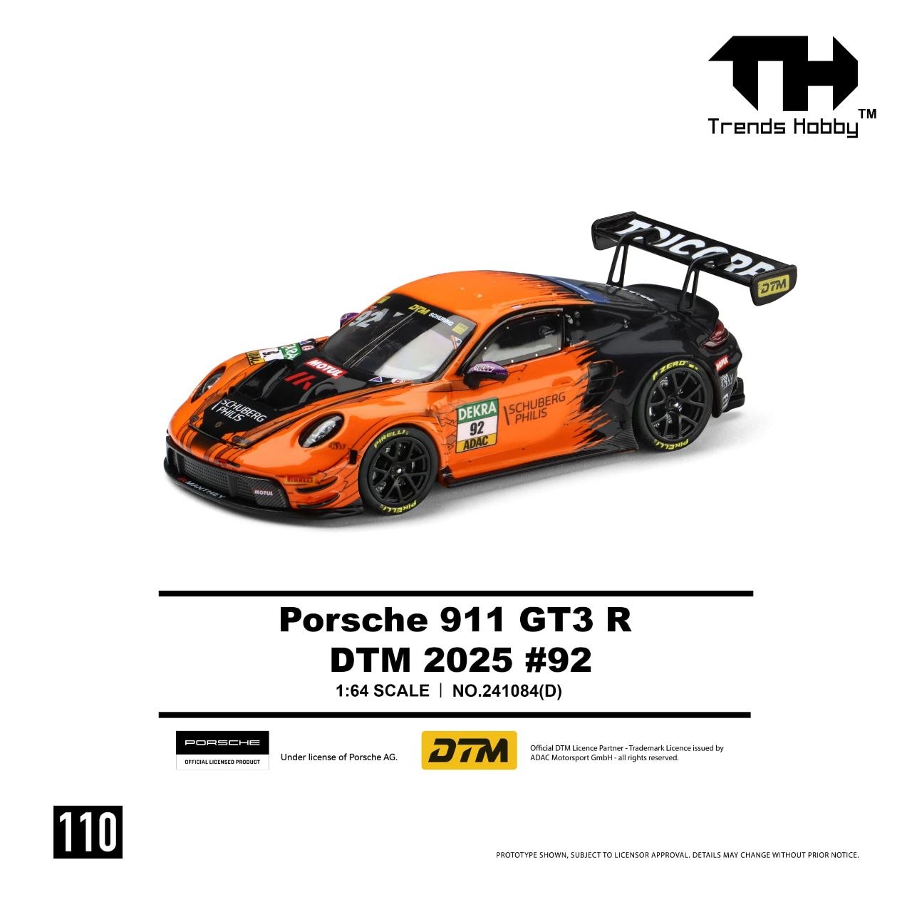 Trends Hobby 1:64 Porsche 911 GT3 R DTM 2025 #92 Orange/Black