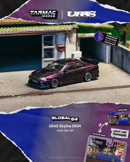 Tarmac Works 1:64 2025 Nissan Skyline GTR (ER34) Uras Midnight Purple