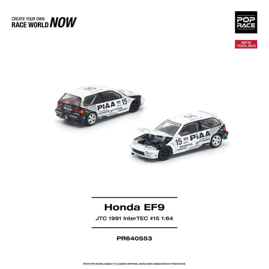 Pop Race 1:64 Honda Civic (EF9) #15 JTC 1991 InterTEC *NEW TOOLING* #0553