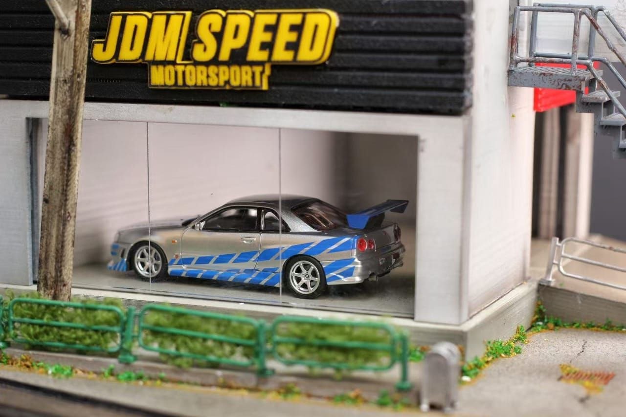 Mega Mega 1:64 Diecast Skyline GT-R R34 Silver/Blue