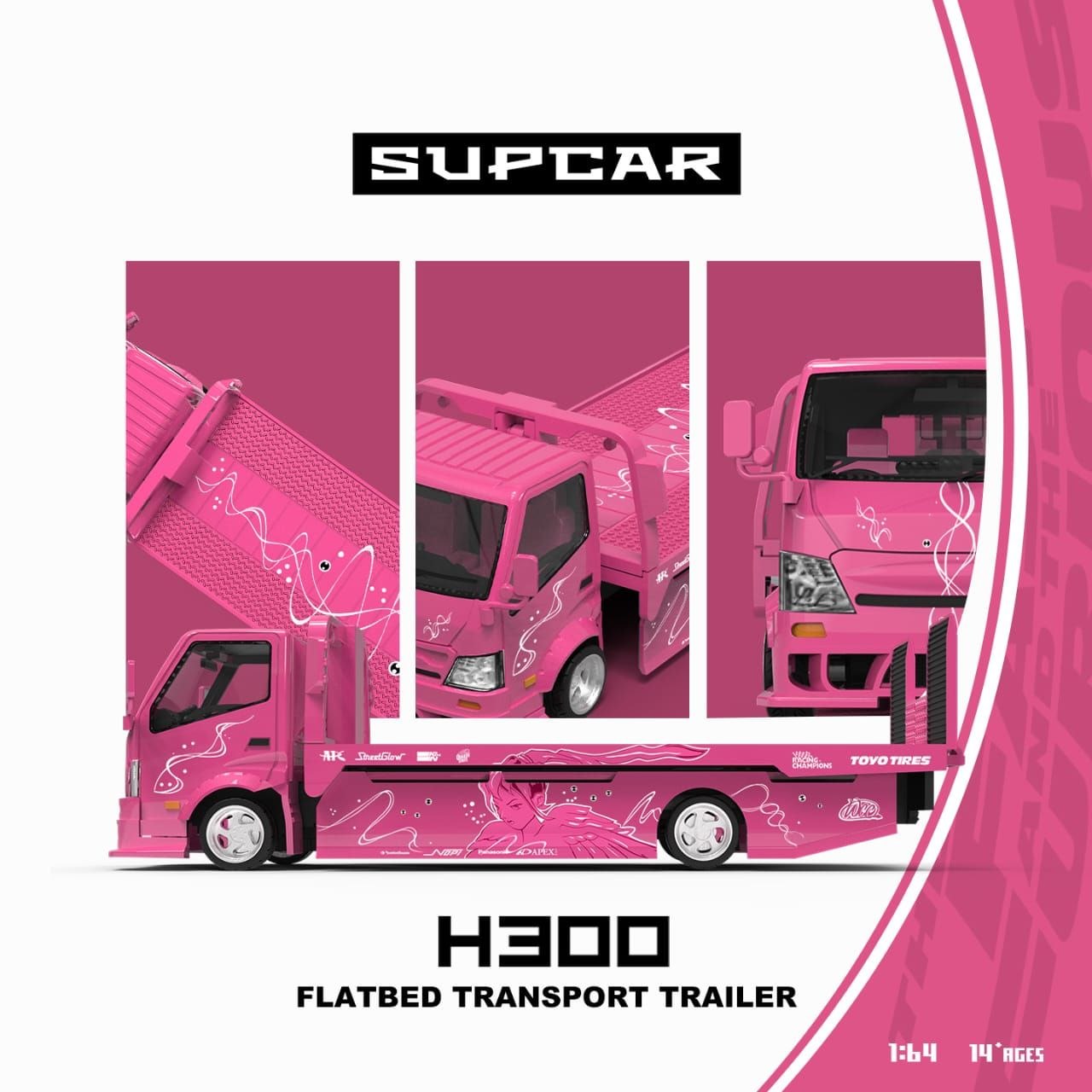 Supcar 1:64 Diecast H300 Tow Truck Fast & Furious 2 Fast 2 Furious Pink Livery