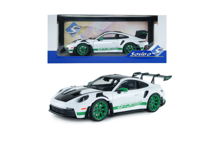 Solido 1:18 2024 Porsche 911 (992) GT3 RS tribute Carrera RS package White/Green *Damaged Packaging*