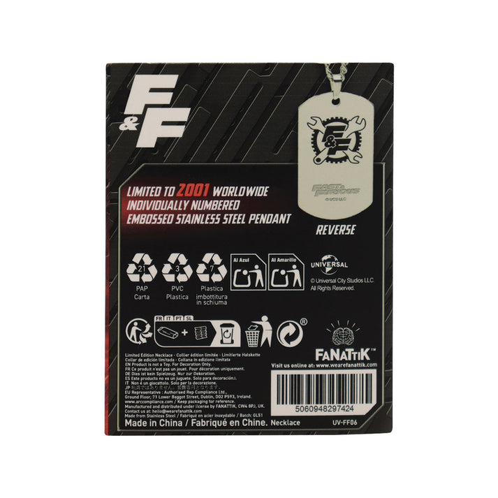 Fanattic Fast & Furious Stainless Steel Dog Tag *Limited Edition*