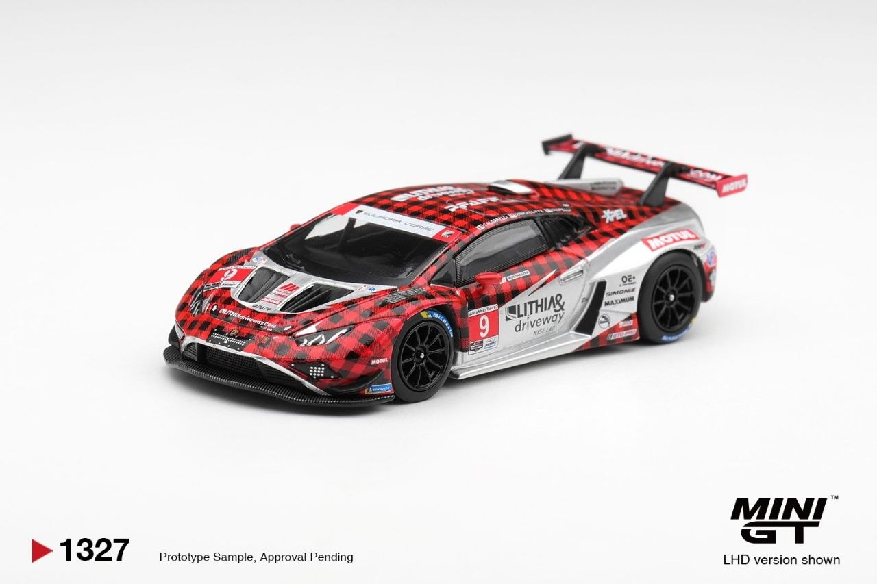 Mini GT 1:64 Lamborghini Huracan GT3 EVO2 #9 Pfaff Motorsports 2025 IMSA WeatherTech GTD Pro (LHD) #1327