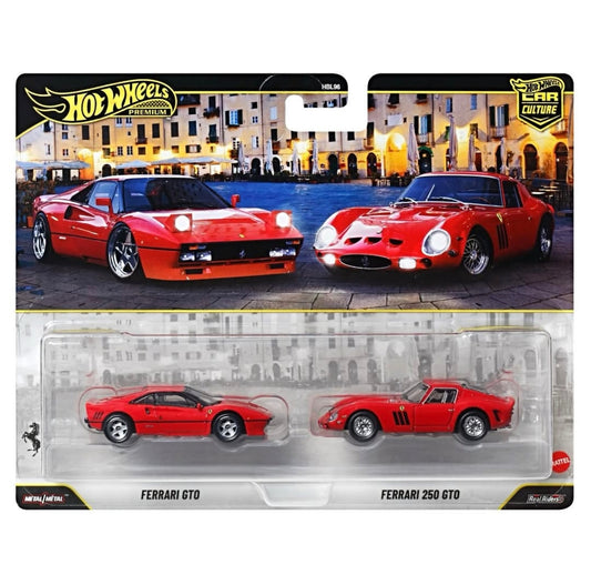 Hot Wheels 1:64 2 Pack Ferrari GTO & Ferrari 250 GTO Red Premium Car Culture Twin Pack