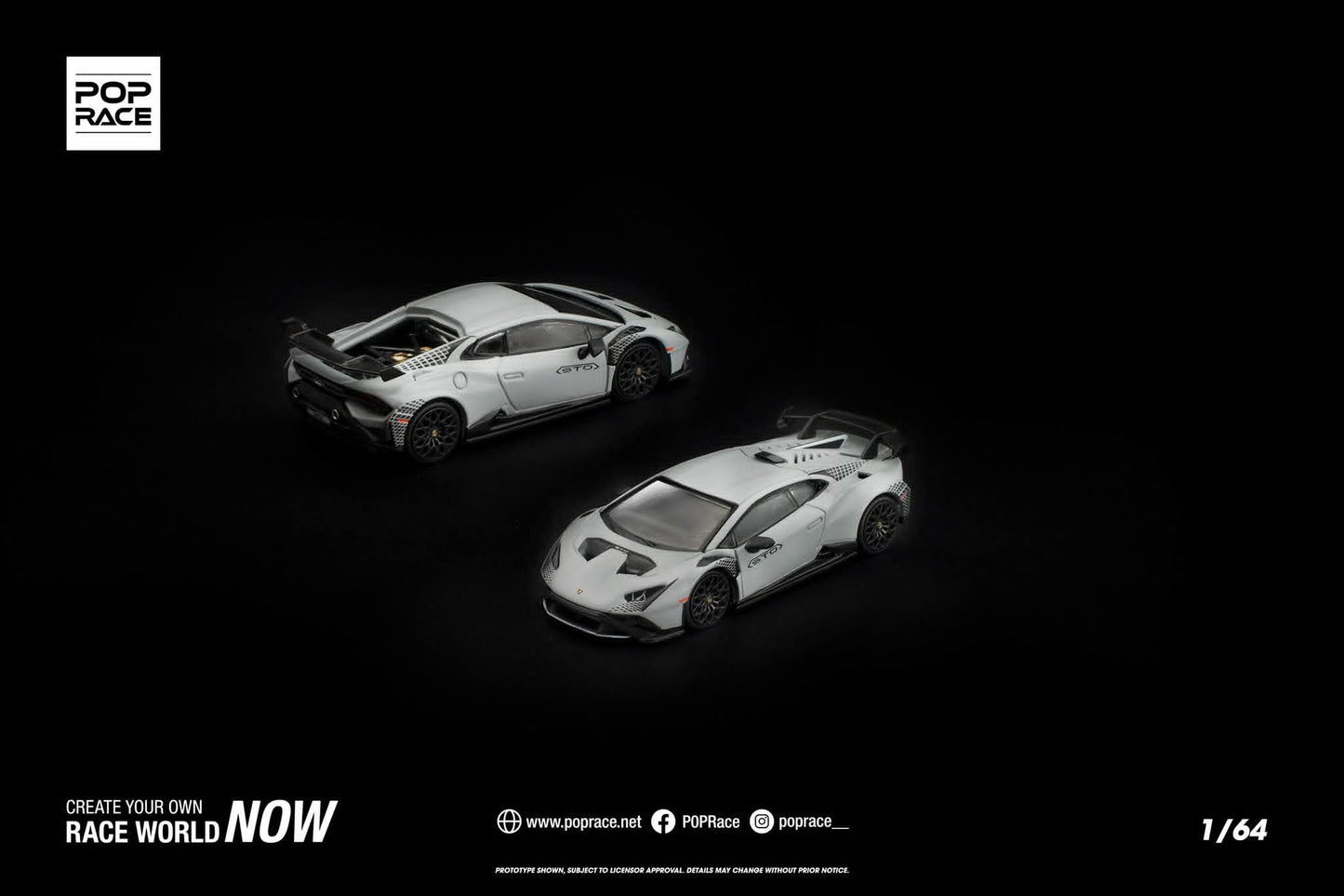 Pop Race 1:64 Lamborghini Huracan STO Grigio Acheso Matte
