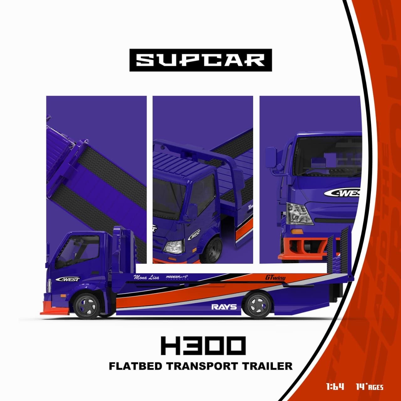 Supcar 1:64 Diecast H300 Tow Truck Fast & Furious 3 Tokyo Drift Blue/Orange Mona Lisa Livery (SC647256)