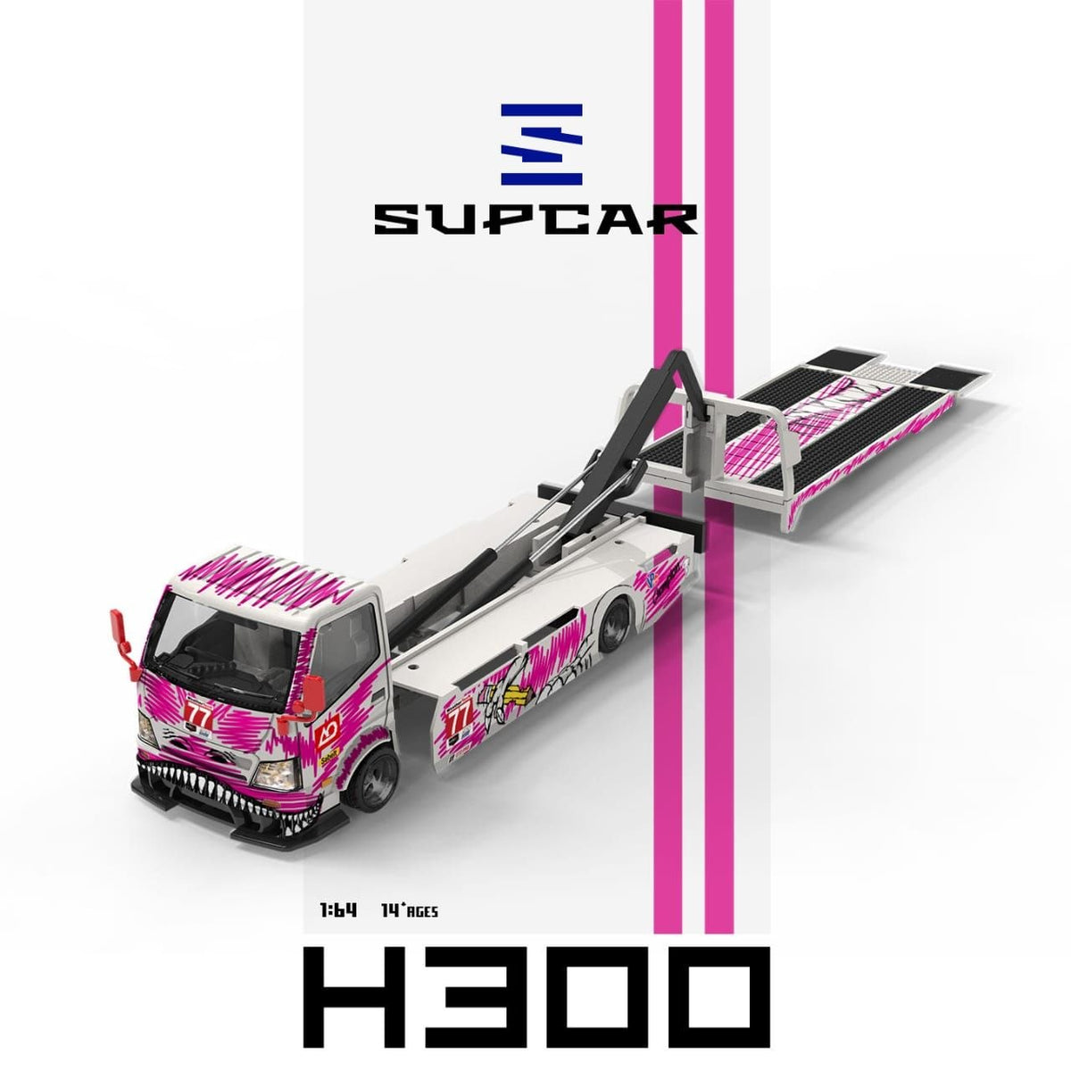 Supcar 1:64 Diecast H300 Tow Truck
White/Pink Livery