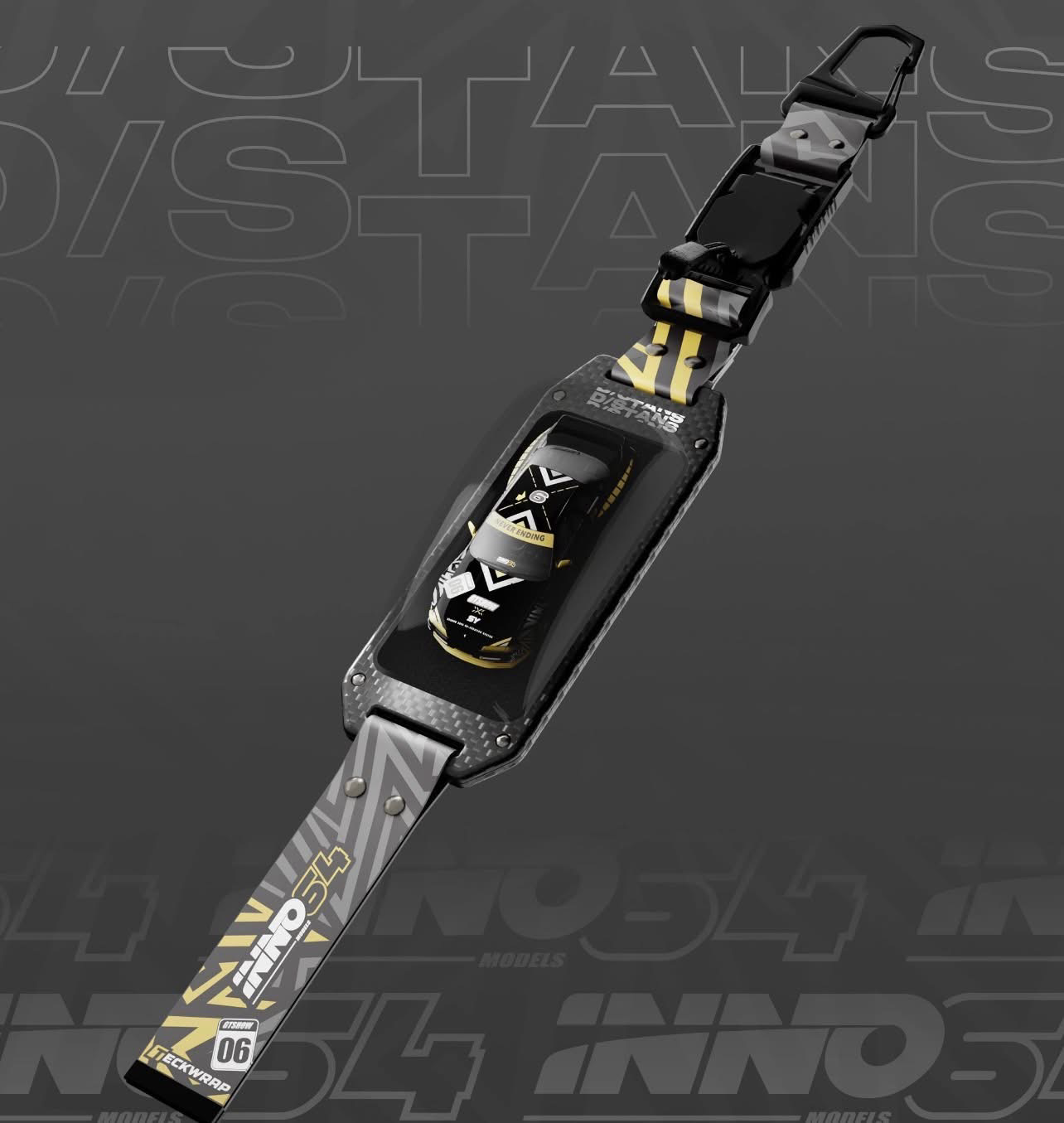 Inno64 x D/Stans 1:64 Carbon Fibre Buckle Keychain Display Nissan Skyline GT-R32 Black VIP Exclusive 2026 GT Show + Show VIP Exclusive Extras