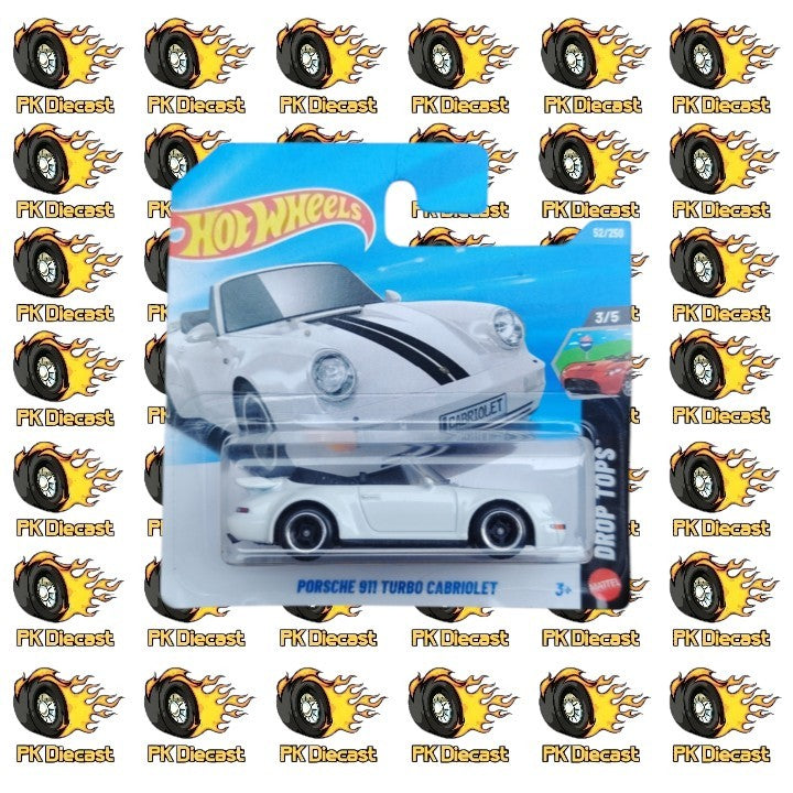 Hot Wheels 1:64 Mainline Porsche 911 Turbo Cabriolet White Drop Tops 52/250 Short Card *Damaged Card*