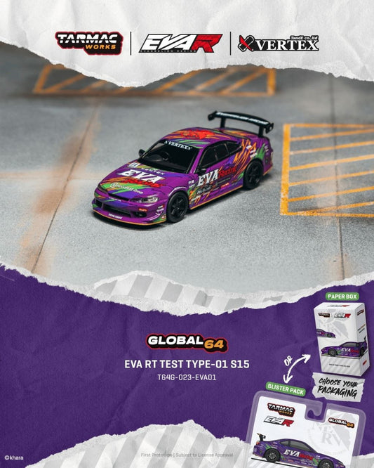 Tarmac Works 1:64 2025 Nissan Silvia (S15) EVA RT Test Type-01