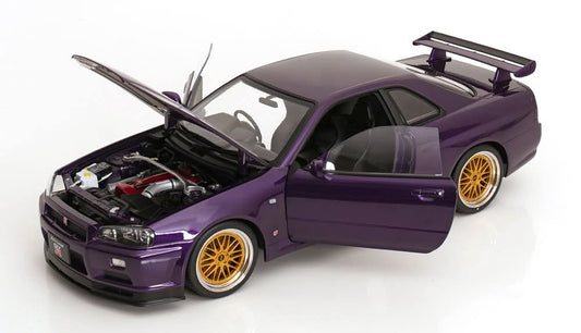 KK Scale 1:12 2001 Nissan Skyline GT-R R34 V-Spec II with BBS Rims Purple Metallic