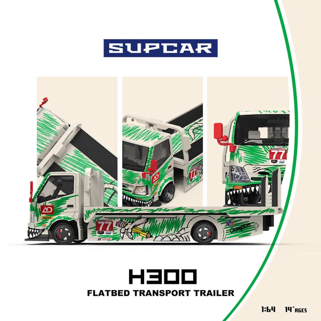 Supcar 1:64 Diecast H300 Tow Truck White/Green Livery