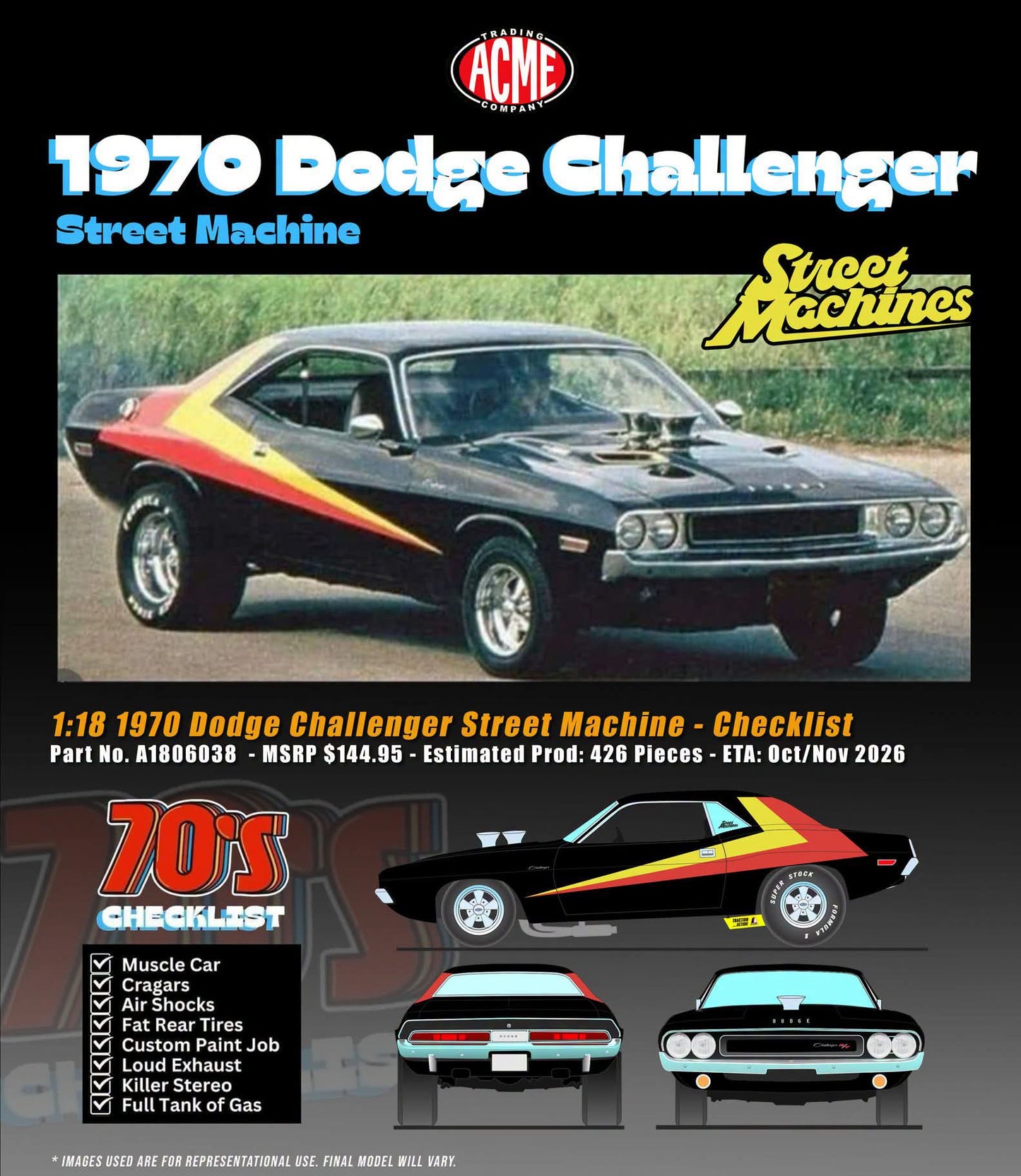 Acme Diecast 1:18 1970 Dodge Challenger *Street Machine* Checklist
