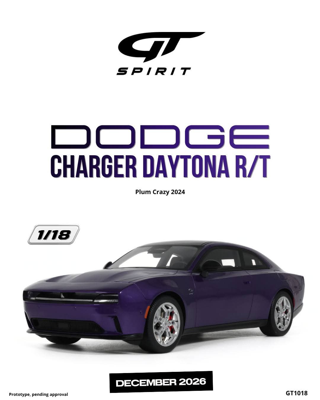 GT Spirit 1:18 2024 Dodge Charger Daytona R/T *Resin Series* Plum Crazy