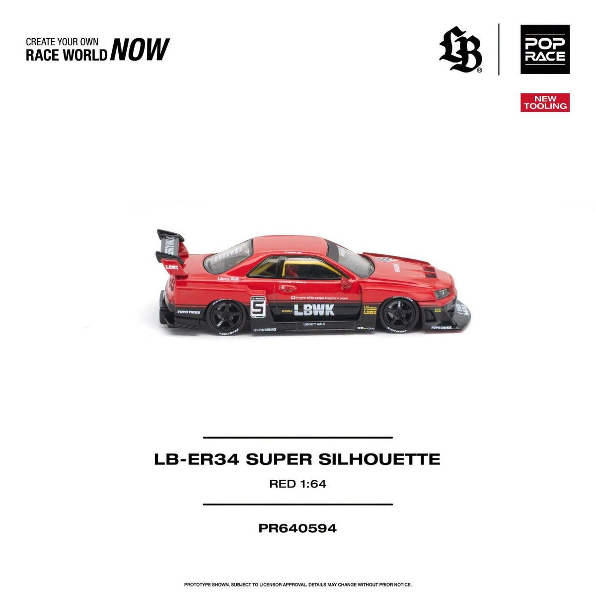 Pop Race 1:64 LB-ER34 Super Silhouette Red *New Tooling* PR640594