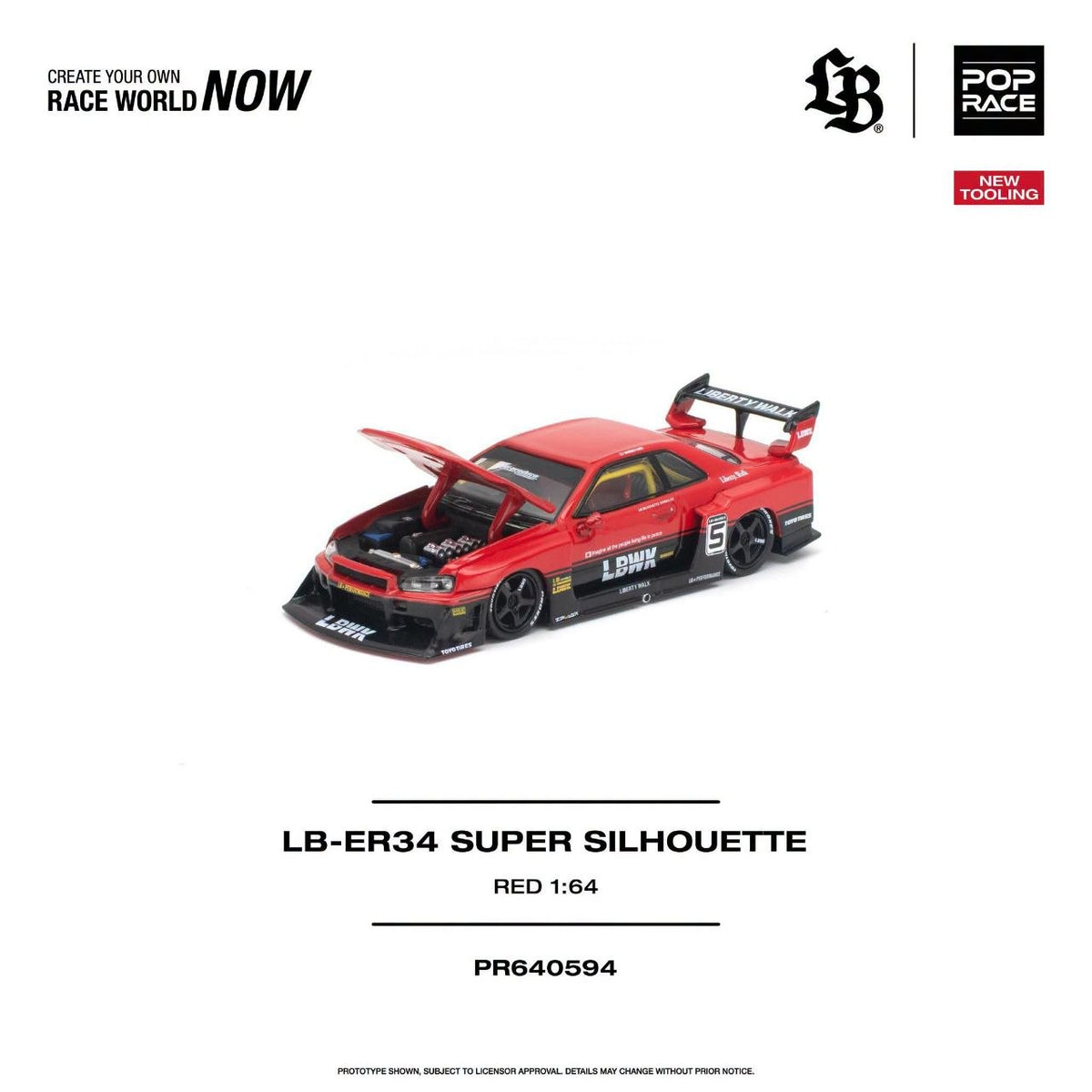 Pop Race 1:64 LB-ER34 Super Silhouette Red *New Tooling* PR640594