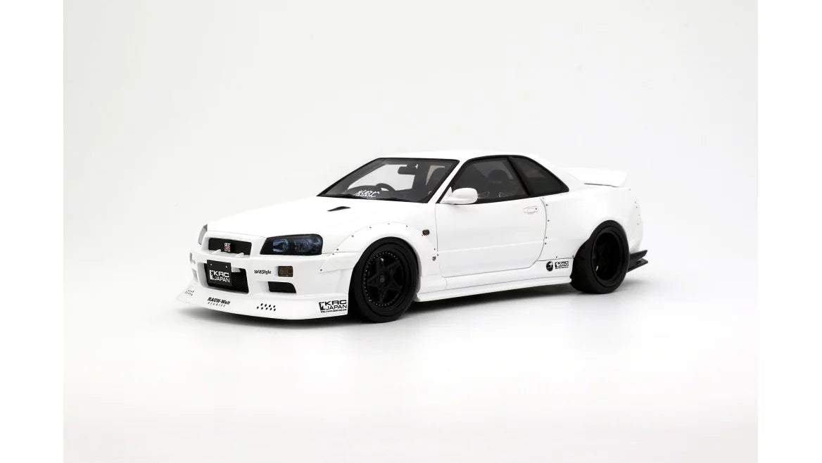 Ottomobile 1:18 Nissan Skyline GT-R R34 KRC Body Kit Pearl White QX1 2019 OT1135
