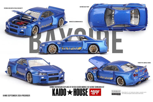 Kaido House x Mini GT Nissan Skyline GT-R (R34) Kaido Works Shinjuku V2 1:64