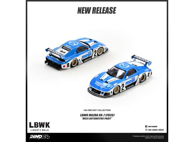 Inno64 Mazda RX7 (FD3S) LB-Super Silhouette *Meiji* Blue/White