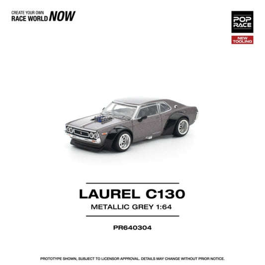 Pop Race 1:64 Laurel C130 Metallic Grey *NEW TOOLING* PR640304