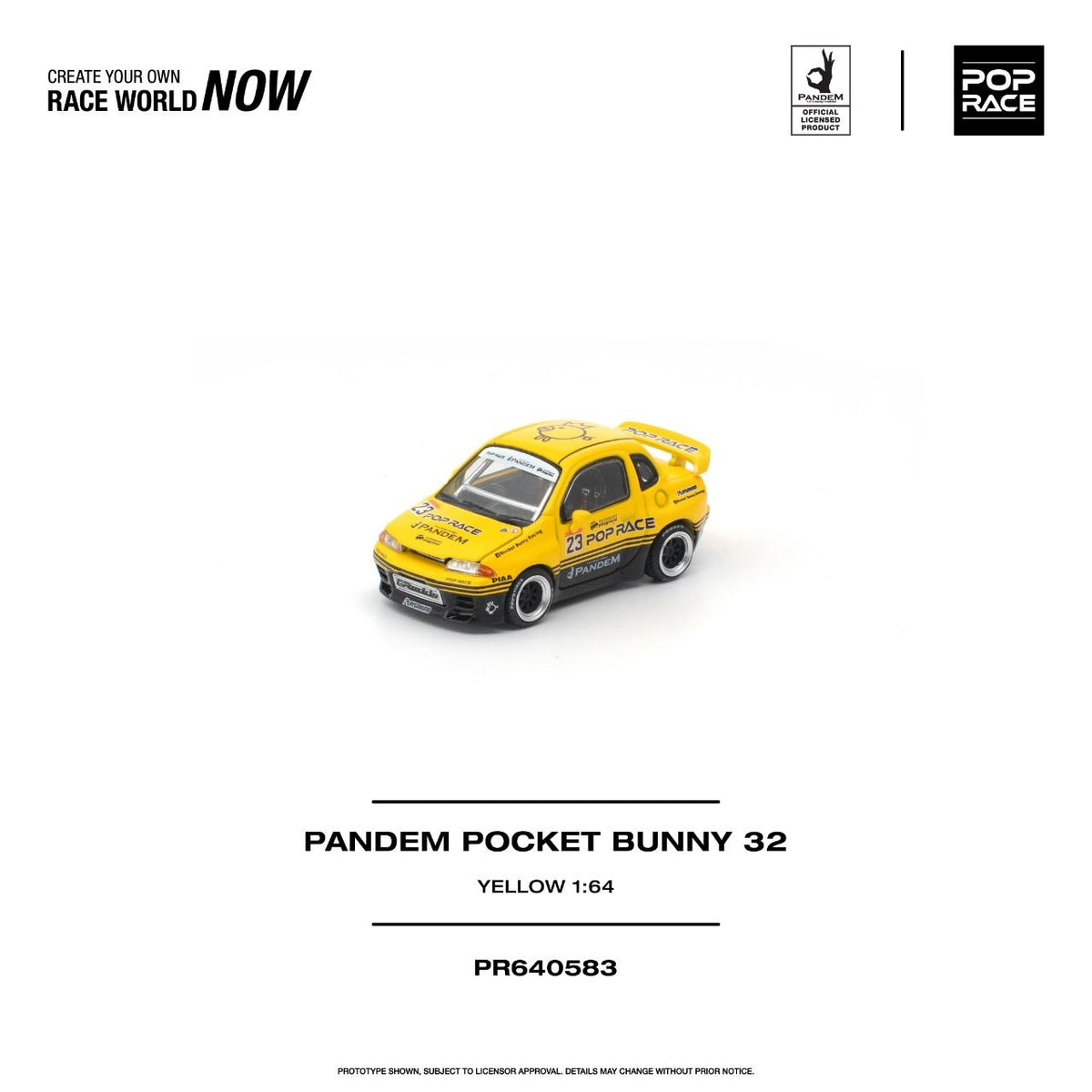 Pop Race 1:64 Pandem Pocket Bunny 32 Yellow PR640583