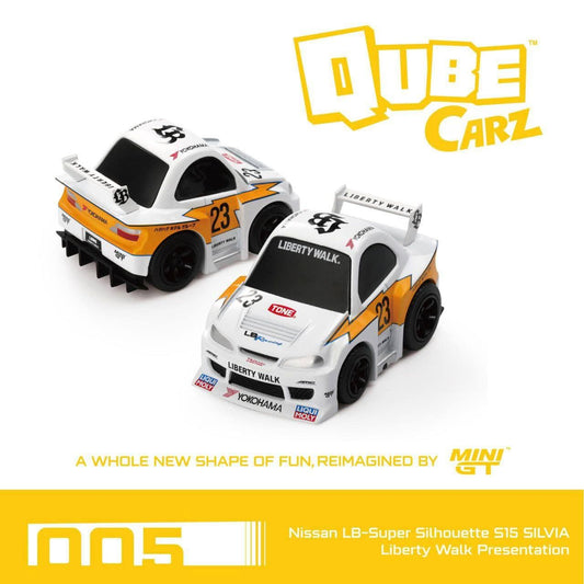 Mini GT 1:64 Qube Carz Nissan LB-Super Silhouette S15 SILVIA Liberty Walk Presentation QZ00501-BL