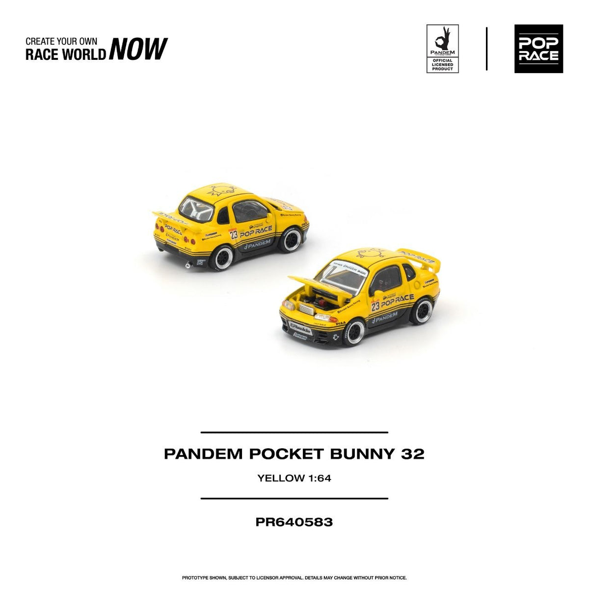 Pop Race 1:64 Pandem Pocket Bunny 32 Yellow PR640583