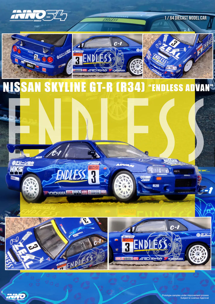 Inno64 Nissan Skyline GT-R (R34) #3 "ENDLESS ADVAN" Super Taikyu Series 2002 Winner