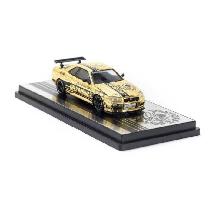 Inno64 x DPLS 1:64 Nissan Skyline GT-R R34 *10th Anniversary* Chrome Special Edition Box Set