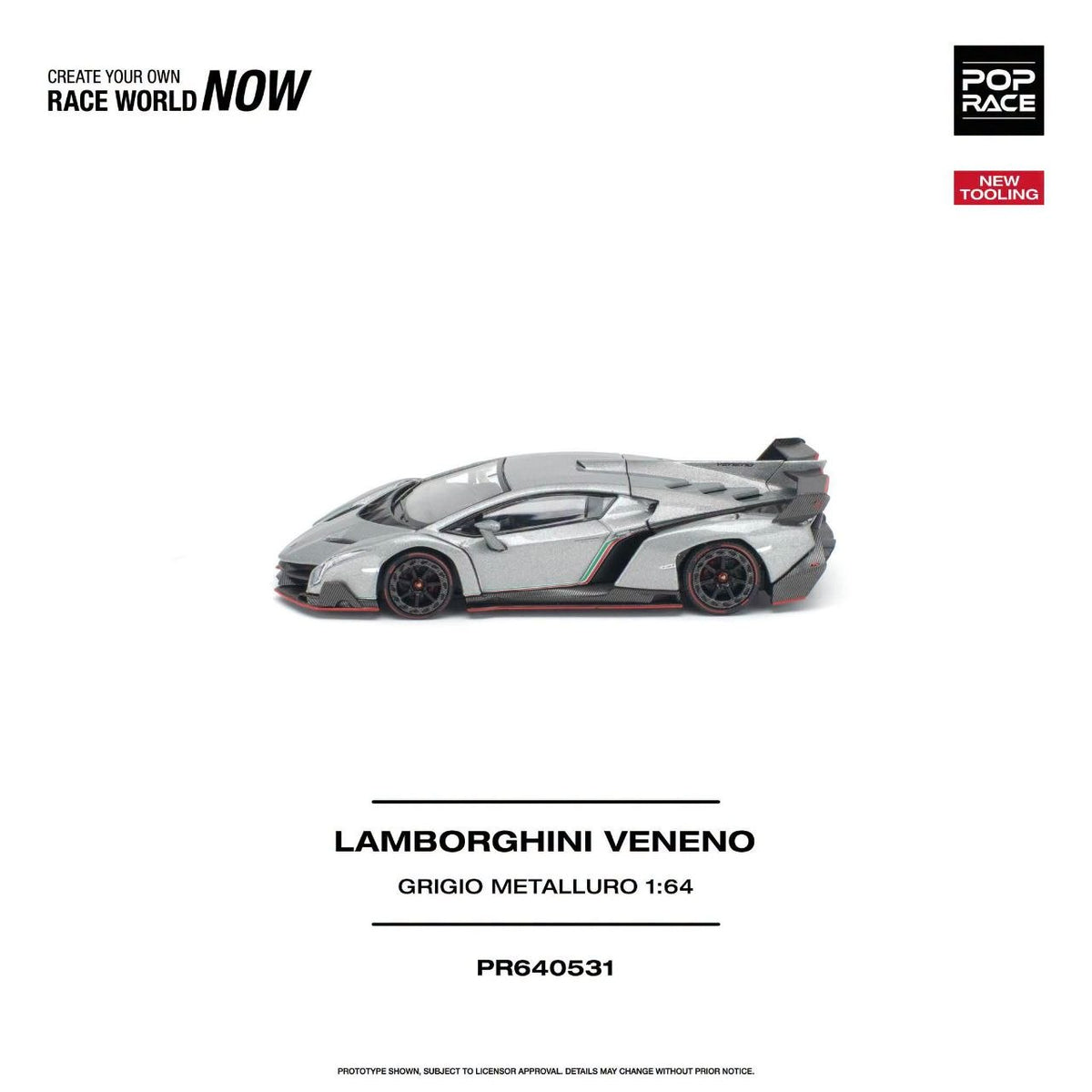 Pop Race 1:64 Lamborghini Veneno Grigio Metalluro *New Tooling* PR640531
