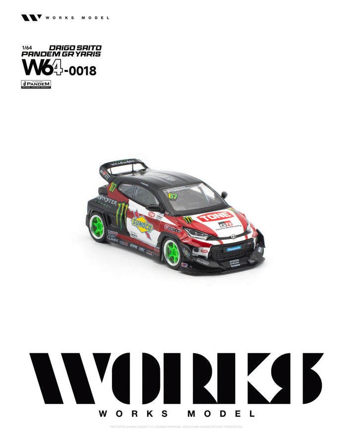 Works Model 1:64 Pandem GR Yaris Daigo Saito #0018
